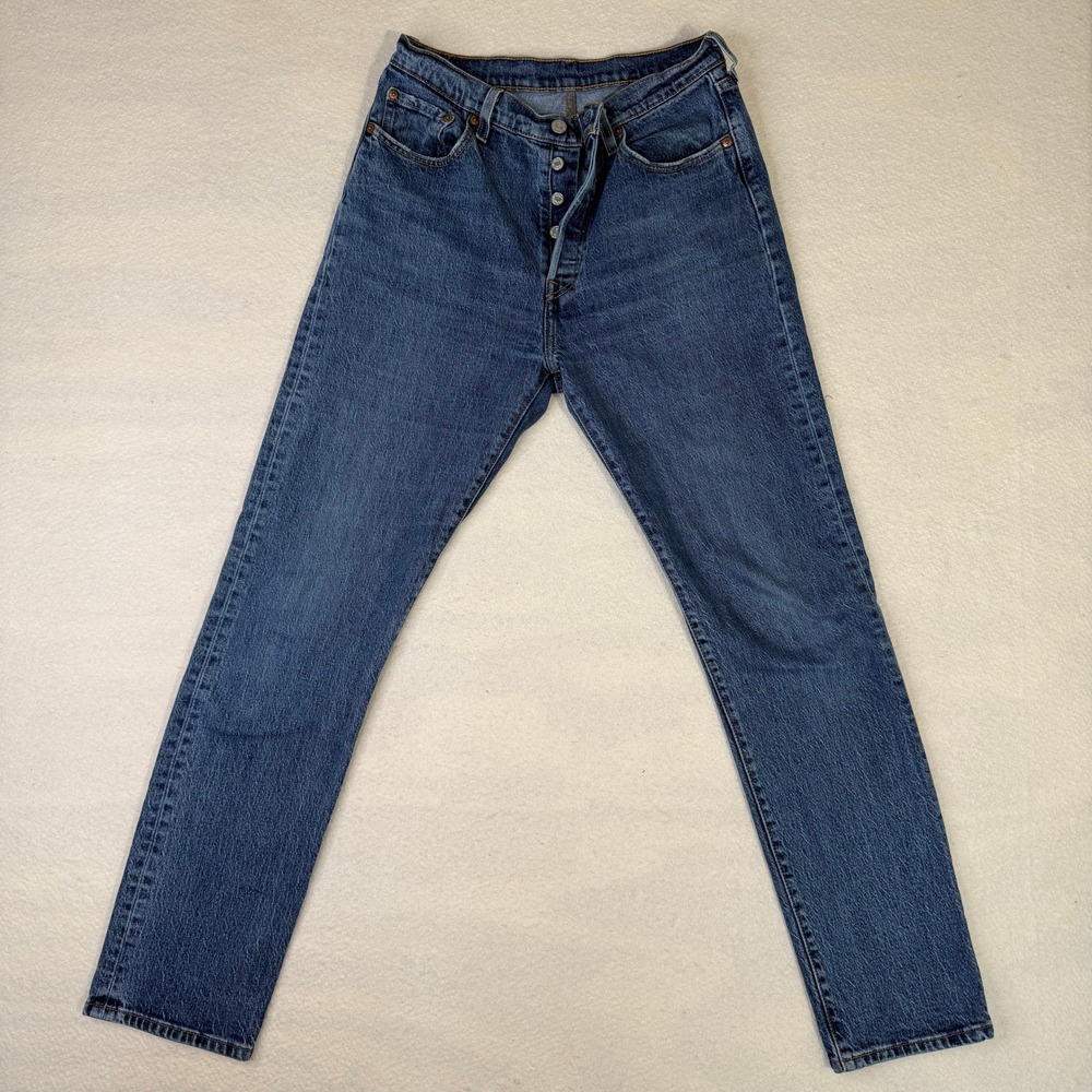 Levis 501 Original Fit Jeans Mens 29x32 Blue Medium Wash Button Fly Straight Leg